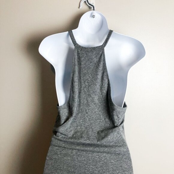 Revolve Pam & Gela Gray Ruched Fitted High Neck Midi Dress Medium - Picture 6 of 9